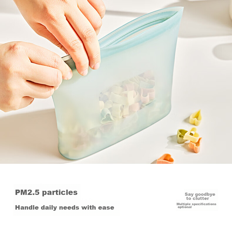 GLASSLOCK Food-Grade Silicone Kitchen Storage Bags for Microwave, Refrigerator, Freezer, Portioning And Sealing 1000ml 7
