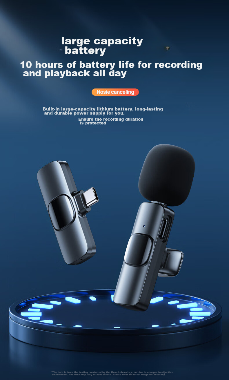 KOVOL [Ultra-Long Battery Life] Wireless Lavalier Microphone, Live Streaming And Recording, Outdoor Interviews, Short Video Karaoke, Portable Microphone with Two Mics, Compatible with Apple And Android 13