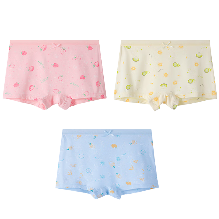 Hengyuanxiang Summer Children's Underwear, Modal Girls' Underwear, Silk-Like Thin Boy Shorts, Fruit Party Style, Size 170
