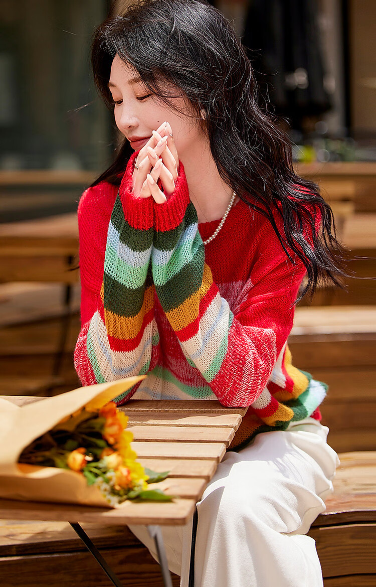 DME "Dindar Art Gradient" Spring and Autumn Light Luxury Merino Wool Sweater Hidden Meat Petite Knitted Top Women's Top 6