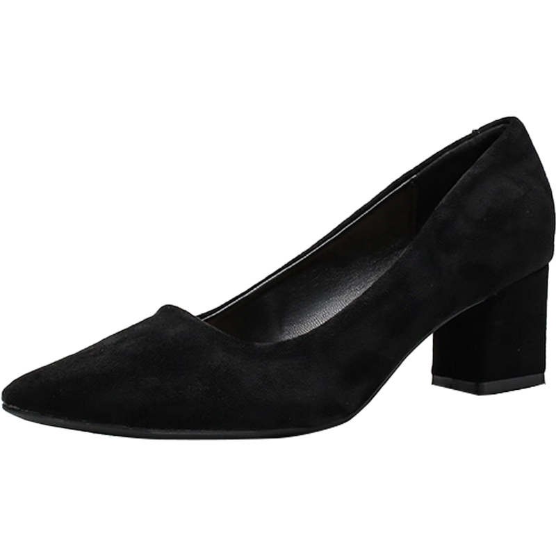 CARTELO Women's High Heels, Chunky Heel, Comfortable Work Shoes, KCC-RM Black (5cm), Size 35