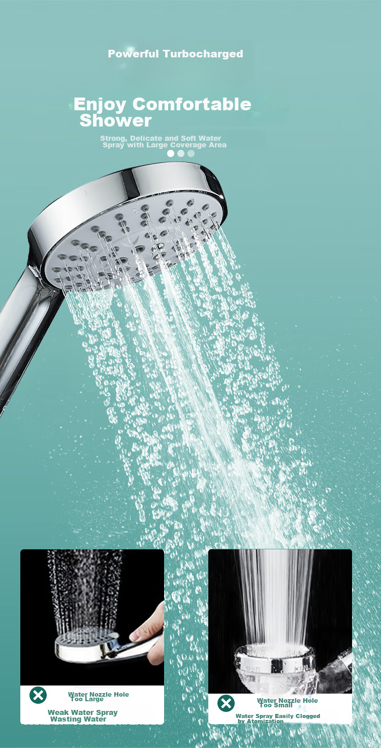 KEGOO Handheld Shower Head Set with 5 Water Settings, Shower Head Hose Base Three-Piece Set K201223 4