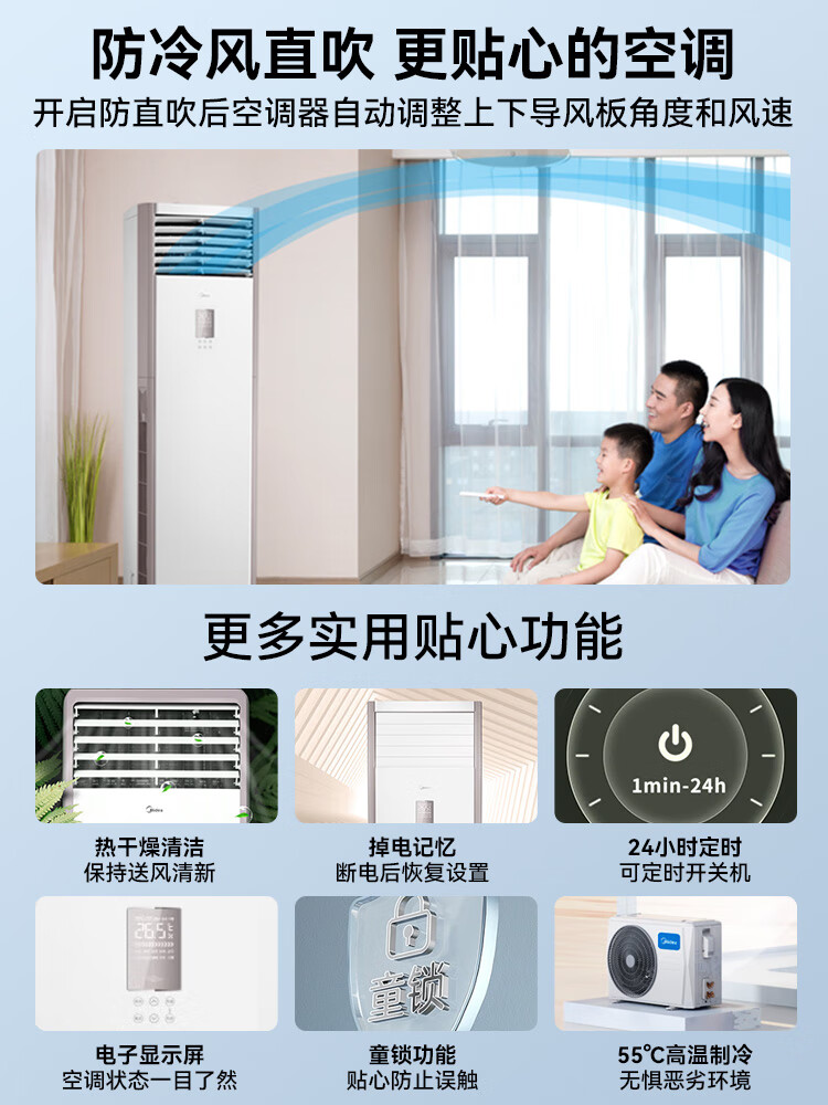 美的（Midea）5匹柜机 中央空调柜式 5匹冷暖变频新能效380V RFD-120LW/BSDN8Y-PA401(B3)A京配-包5米铜管