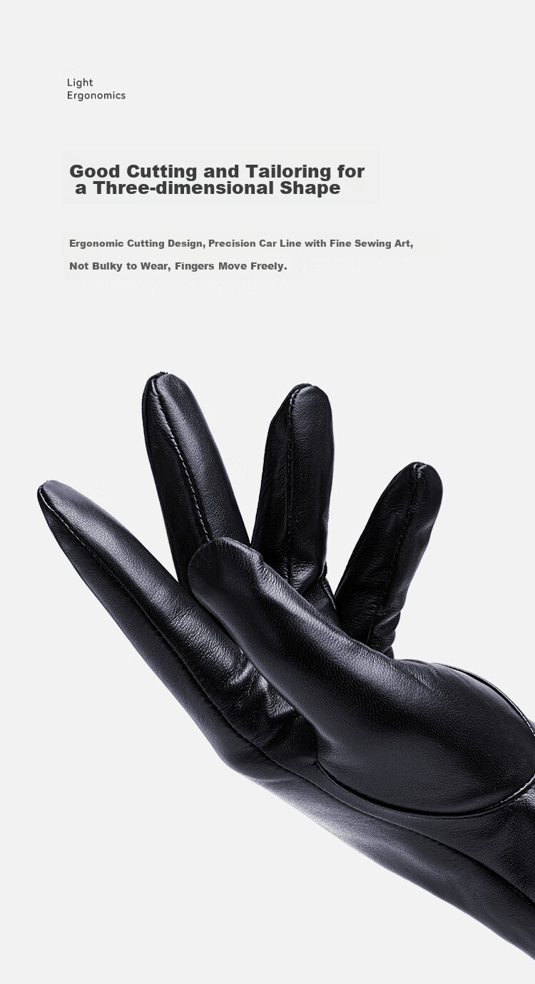 HLA Men's Winter Leather Gloves with Fleece Lining, Touchscreen Compatible, Warm, for Cycling, Motorcycle Riding, Driving, Windproof, Outdoor Skiing 8