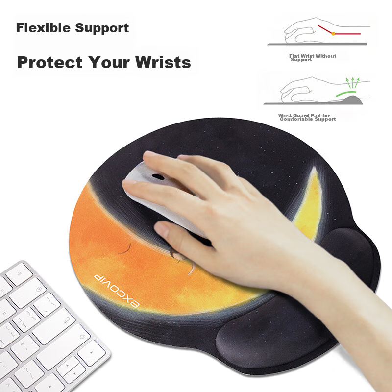 EXCO Dual-Use Magnetic Leather Wrist Rest Mouse Pad, Large Hand Support, Computer Office Ergonomic Leather Wrist Rest Non-Slip Pad, Brown 0666 7