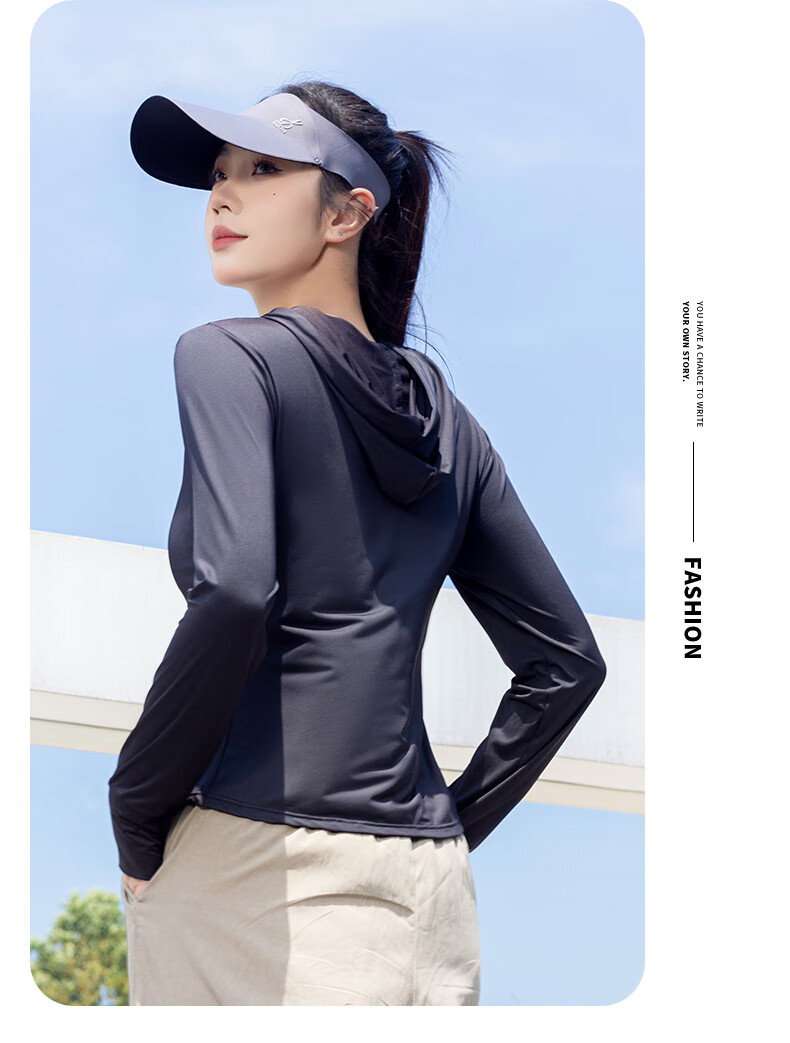 FitonTon Women's Sun Protection Jacket, Summer Outdoor Cycling Short Hooded Slim Sun Protection Shirt, Ice Silk Feel Thin Style, Sunshade, Same As The Style Worn by The Sun Sisters 21
