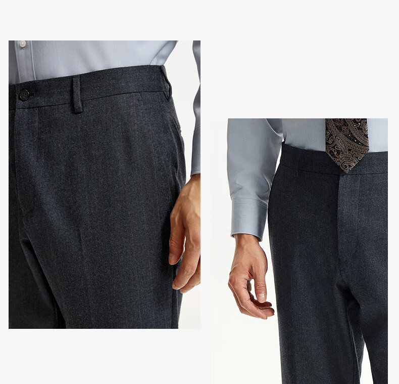 Goldlion [Pure Wool] Spring And Summer Men's Dark Twill Jacquard Slim Fit Business Formal Dress Pants 11