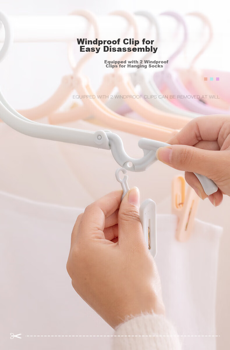 JAJALIN Folding Clothes Hanger, Portable Outdoor Non-Slip Hanger, Travel Plain Plastic Drying Rack, Clothes Support, Garment Hanger 4
