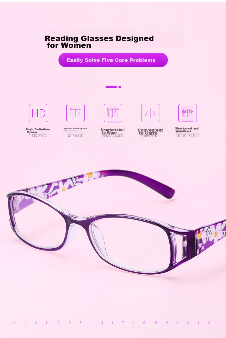 Mr. PuTian Anti-Blue Light Reading Glasses for Women, High-Definition Presbyopic Glasses for Elderly, Purple, 150 Degrees (50-54 Years Old) 6