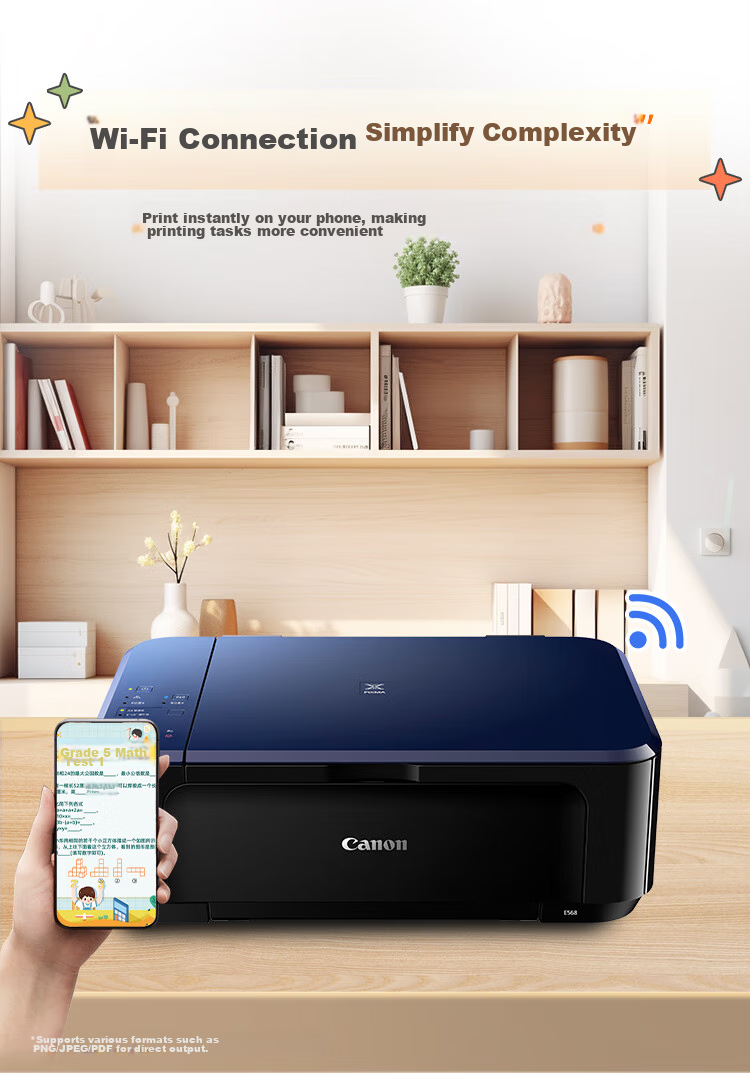 Canon E568 White Wireless Automatic Duplex Student Color Inkjet All-In Printer (Print/copy/scan WiFi for Student Assignments/Photo Printing Home Use) 5