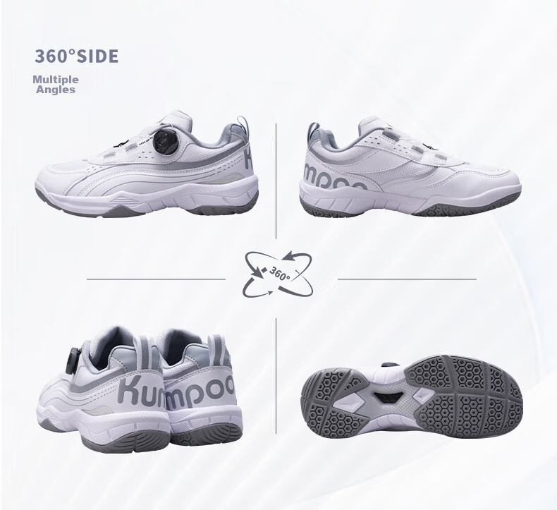 KUMPOO Badminton Shoes, Xunfeng Lightweight Breathable Non-Slip Wear-Resistant Men's And Women's Fly-Knot Shoes KHR-D96, Jade White, Size 43 17