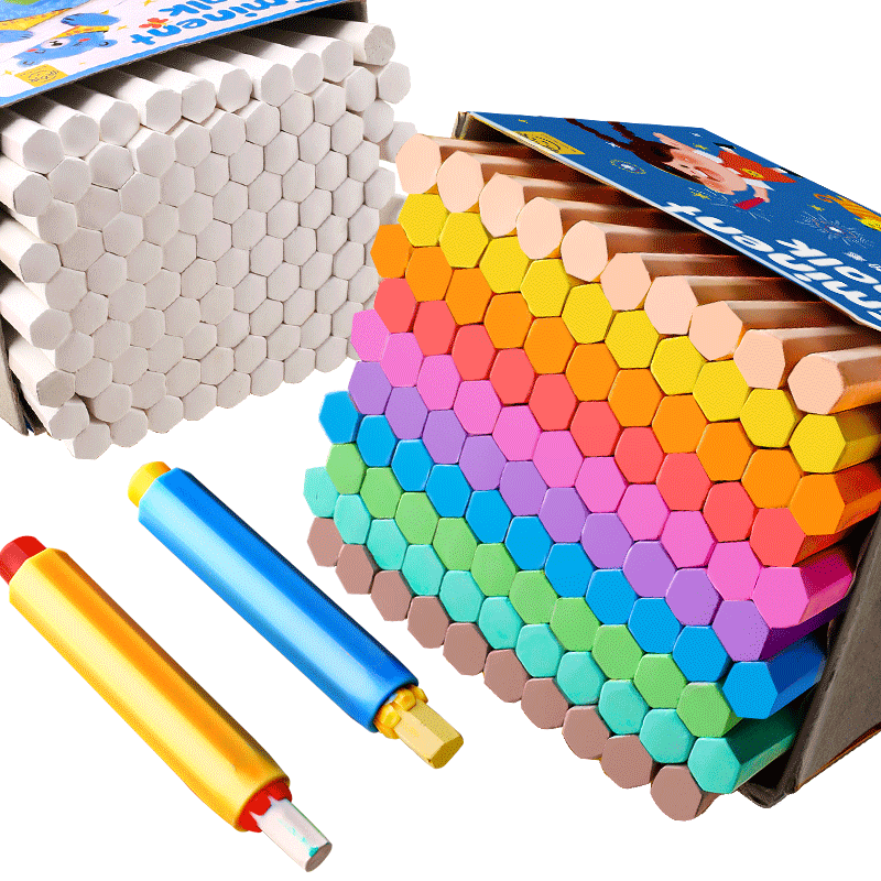 Jinzhi [Lowest Price Online] 200 Mixed Color Chalk Set, Dustless Chalk for Children's Home Use, Blackboard for Newspaper, Kindergarten Doodling, Teaching, Back-To Season Essential for Teachers