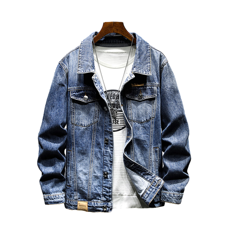 Jeanswest Denim Jacket for Men, 2026 Autumn Korean Style Trendy Loose Versatile Casual Denim Workwear Blue 2XL