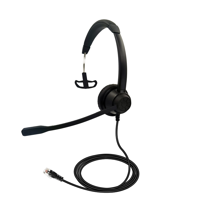 EJOT Y390-RJ9 Single-Ear Call Center Headset with RJ9 Connector, Over-Ear Noise-Cancelling Headphones for Customer Service, Telemarketing, Business, and Education, Direct Phone Connection
