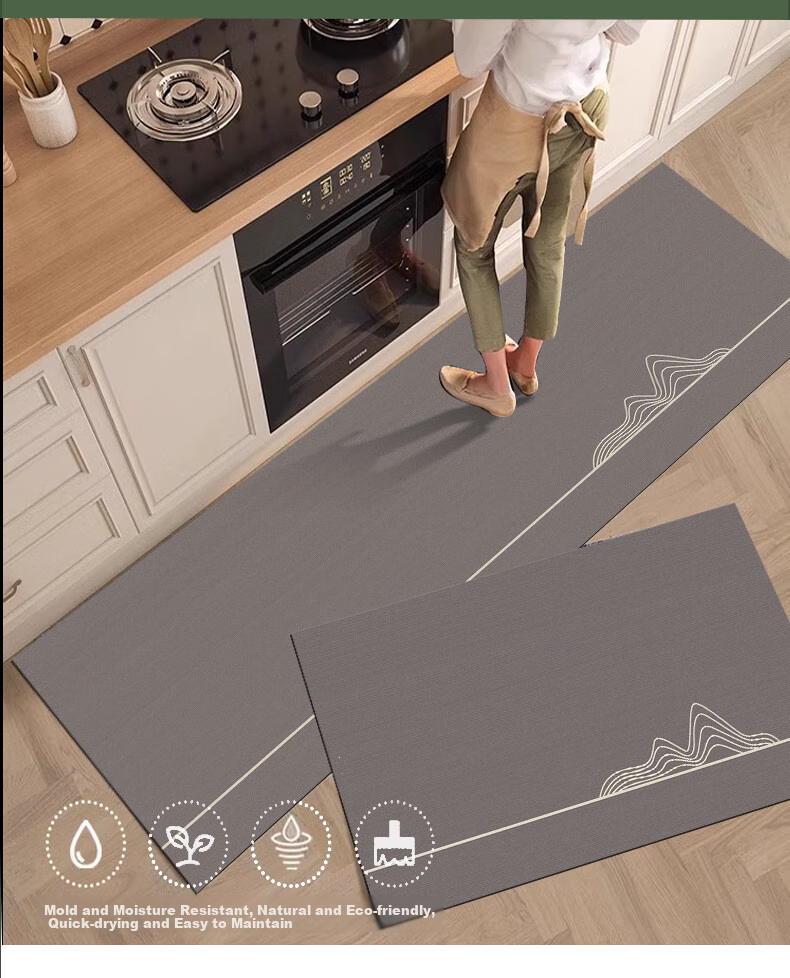 Zunchao Kitchen Floor Mat, Absorbent, Oil-Resistant, Waterproof, Non-Slip, Wipeable, Washable, Dirt-Resistant Mat 6