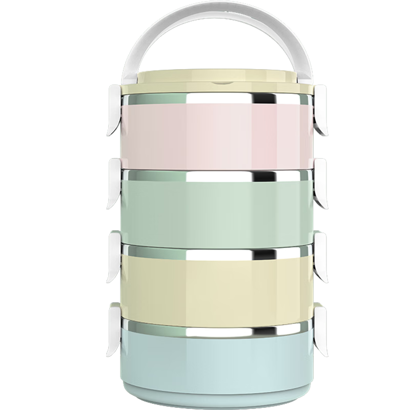 Guangyi 316L Stainless Steel, Four-Layer Insulated Lunch Box, Multi-Layer Combinable Macaron Bento Box, 2.8LGY8882