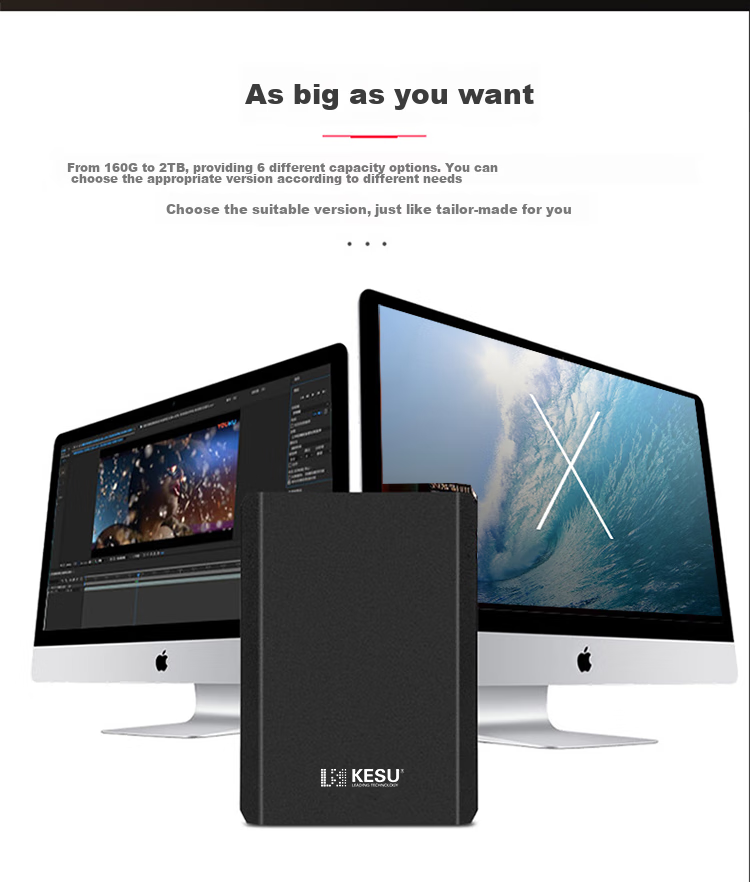 KESU 1TB Portable Hard Drive, Encrypted, USB3.0, K208-Hot Blood Red, 2.5-Inch External Storage 2