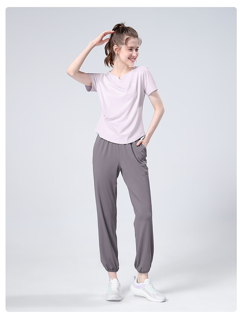CAMEL Women's Sportswear Set, New Yoga Fitness Pilates Elastic Short-Sleeve Top And Long Pants, Anti-Exposure Two-Piece Athletic Outfit 34