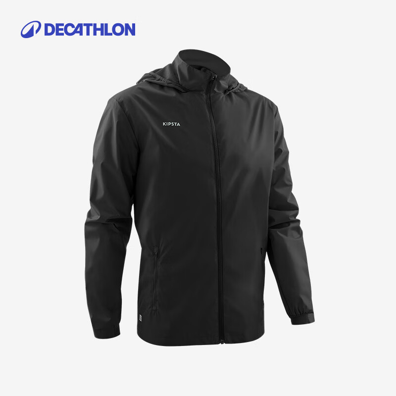 DECATHLON Men's Sports Jacket, Quick-Drying, Lightweight, Windproof, Rain-Resistant, Soccer Jacket, Shadow Black, Size S, 4547615