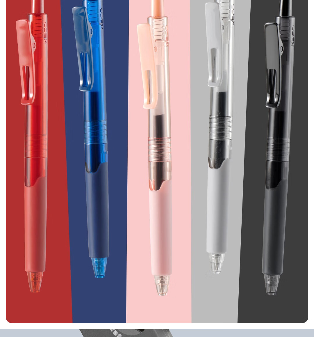 KACO Retractable Gel Pen, Signature Pen, Black, 0.5mm Bullet Tip, Gel Ink Pen, Student Exam Pen, Practice Pen, K9 Black Barrel, 5 Pcs 3