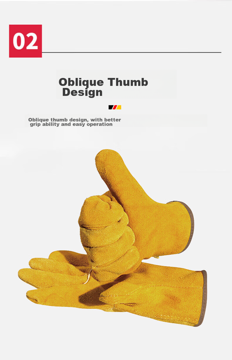 Maozheng Leather Welding Gloves, Welding Heat-Resistant Anti-Scalding Wear-Resistant Work Gloves, Short Yellow, 1 Pair 7