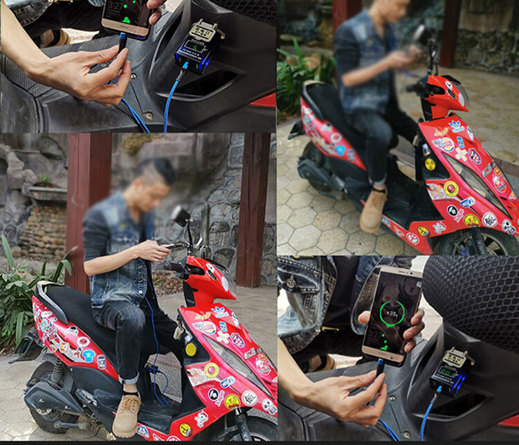 Meiyazhixing Motorcycle Phone Charger, Motorcycle Car Charger, 5V2A Motorcycle Cigarette Lighter Car Charger 2