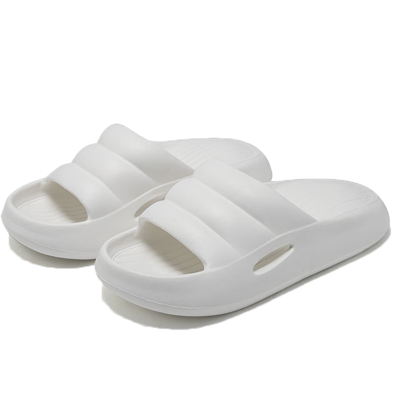 Huamei Jianbu Couples Soft Sole Cool Slippers Thick Sole Indoor Outdoor Non-Slip Soft Elastic Bottom HM2020 White Size 38-39