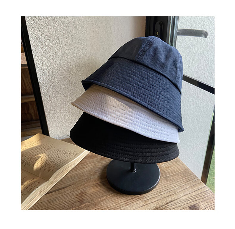 XUEXIMAN Women's Black Straight Bucket Fisherman Hat, Thin Style, Face-Covering, Sun-Protective Hat 12
