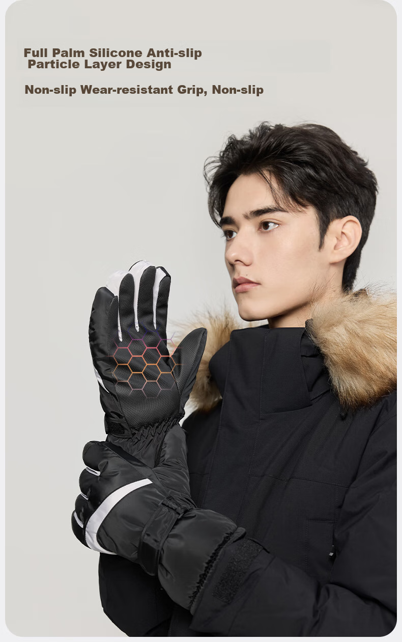 MISSION UV Ski Gloves for Men, Winter Thickened Fleece-Lined Windproof Cold-Resistant Water-Repellent Autumn Winter Cycling Touchscreen Warm Gloves 7