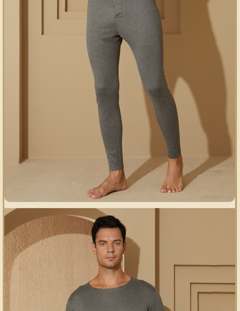 YUZHAOLIN 10A Antibacterial Seamless Thermal Underwear for Men, Containing Wool And Silk, Brushed Fleece, Autumn Top And Bottom Set, Fleece-Lined And Thickened 23