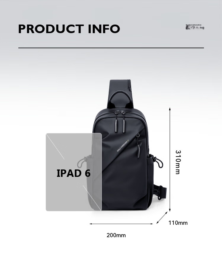 GOLF Chest Bag, Men's Casual Crossbody Bag, Multifunctional Sports Shoulder Bag, Detachable Arm Bag, Water-Resistant, IPad And Phone Pouch 15