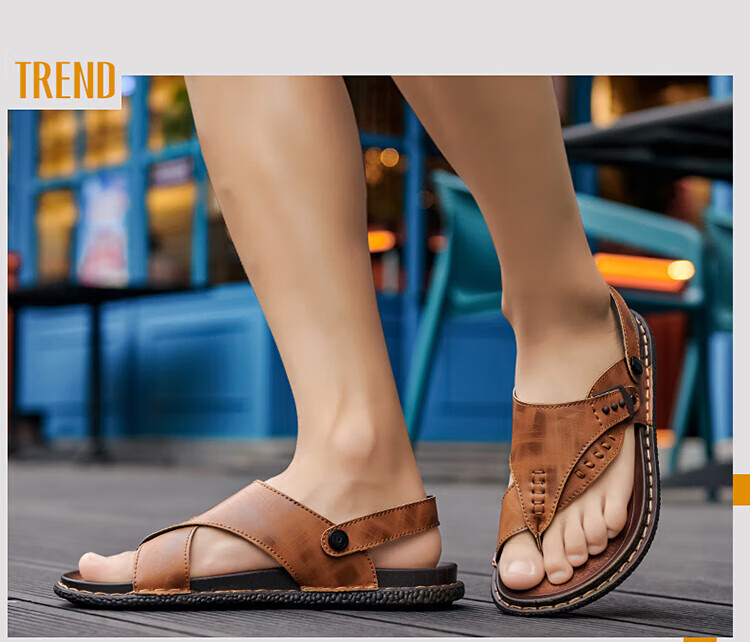 CARTELO Men's Sandals, 2026 Summer Breathable Flip-Flops, Dual-Use Soft-Soled Beach Shoes for Me 4