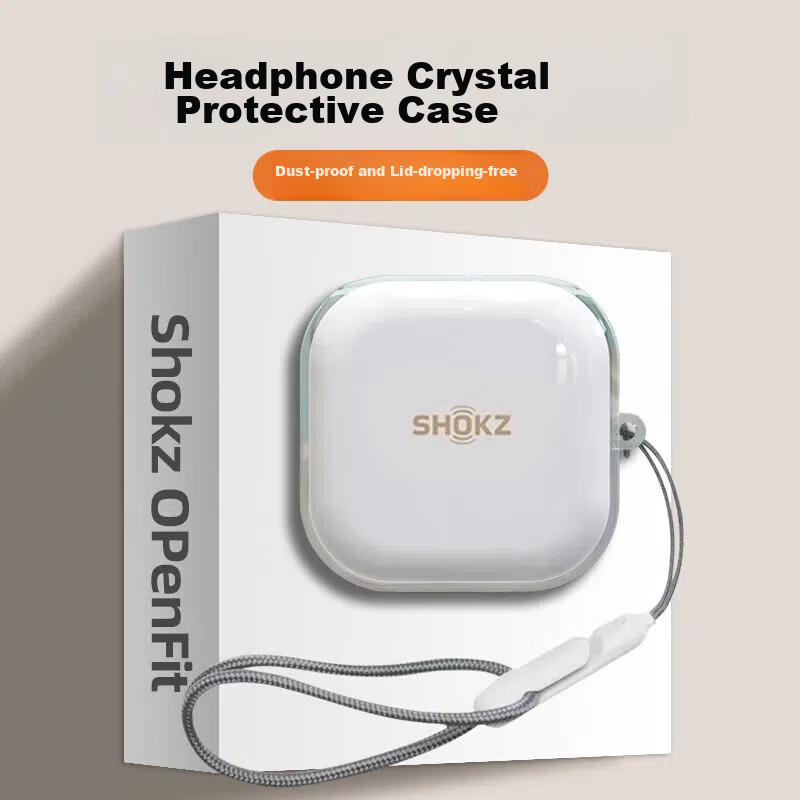 Aolang Compatible with Shao Yin OpenFit2 Protective Case, SHOKZ Comfort Ring [T920], Open-Ear Bluetooth Headphones Full Protection Shockproof Storage Case Transparent + Incase Earphone Lanyard 1