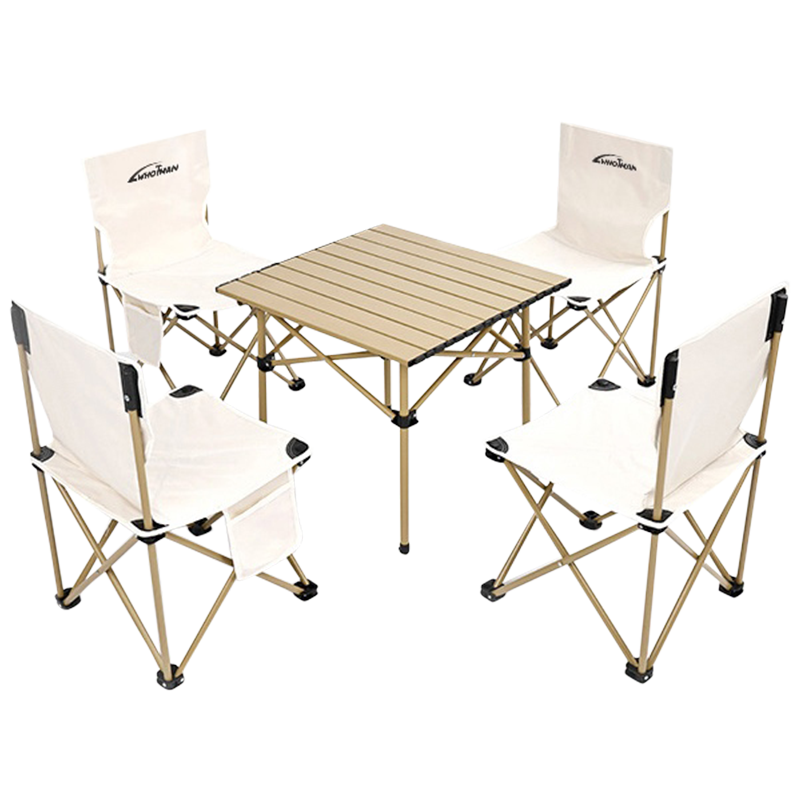 Woteman Outdoor Folding Table And Chair Set, Picnic Camping Lightweight Portable, 5-Piece Set for Street Vending, Balcony Fire Pit Tea Brewing Table And Chairs