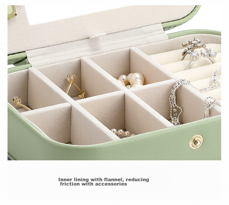VLANDO Jewelry Storage Box, Birthday Gift for Wife, Portable Travel Case for Earrings And Rings, Mint Mambo 12