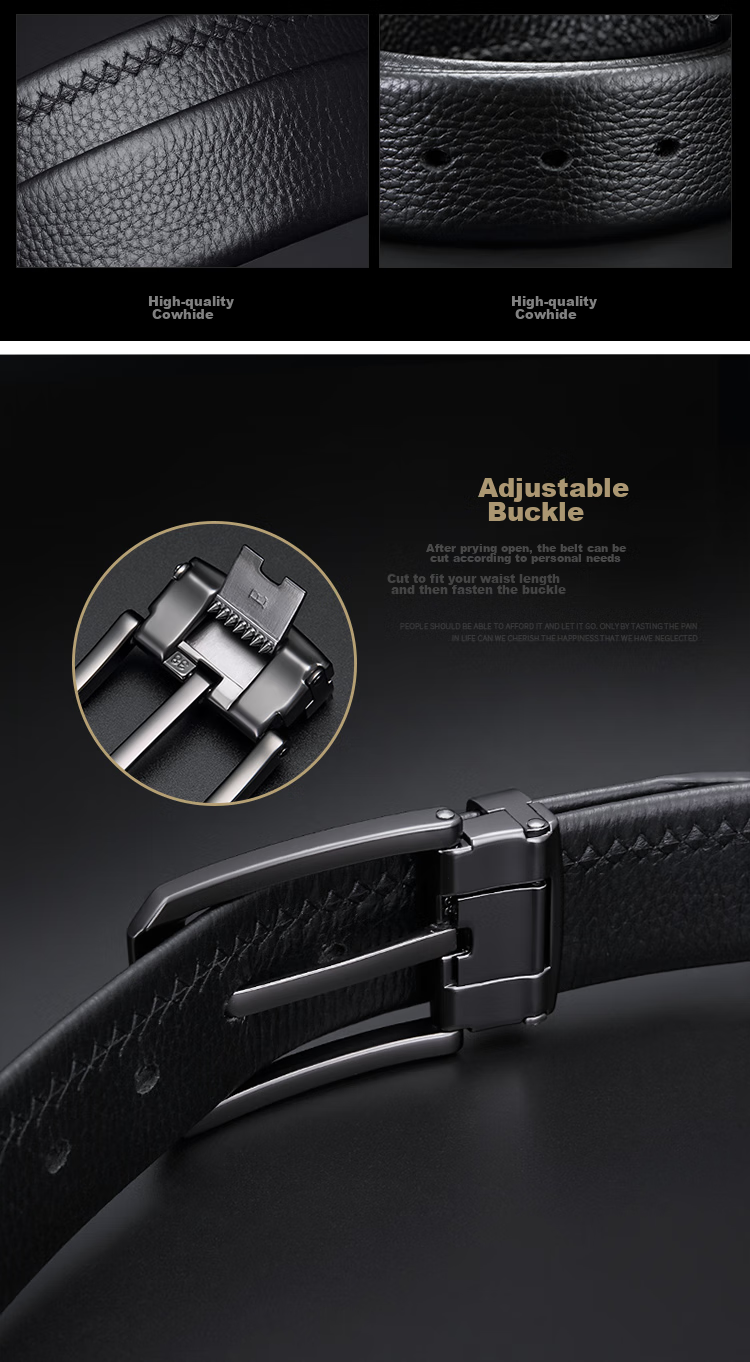 GOLF Pin Buckle Leather Belt for Men, Double-Sided Cowhide Wear-Resistant Waistband for Middle-Aged And Young Men, Gift Box Set, Present for Father 10