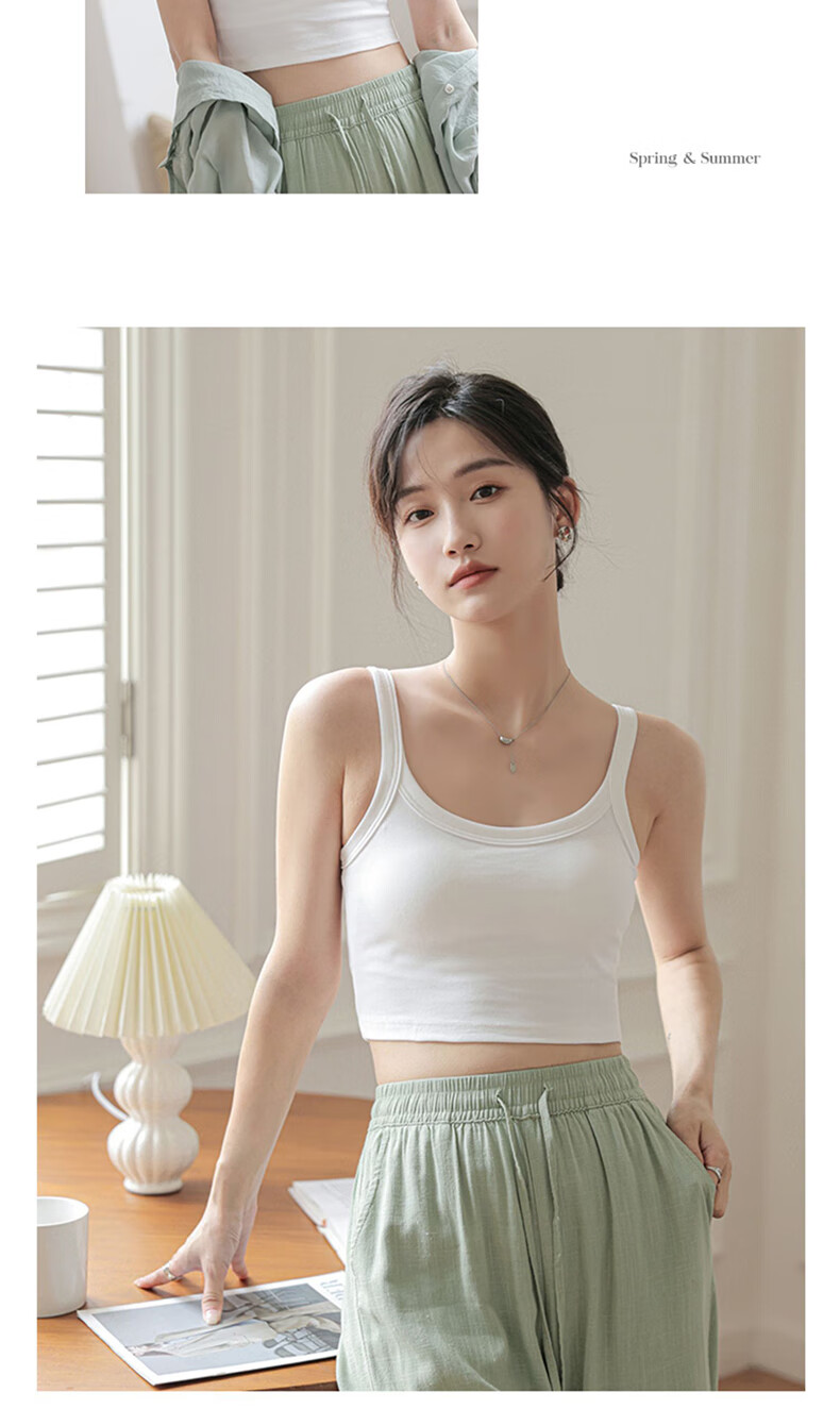 LangSha Camisole Tank Top for Outer Wear, Lightweight Summer Underwear Vest for Women with Built-In Bra Pads, Integrated Bralette, Inner Layering Camisole 12