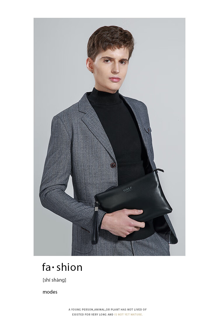 GOLF Men's Clutch, Top-Grain Leather Handbag, Large Capacity with Multiple Card Slots, Envelope-Style Clutch, Valentine's Day Gift for Boyfriend 13