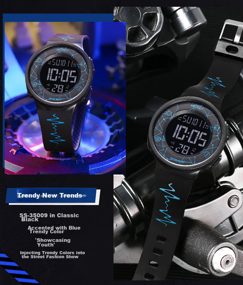 Disney National Day 2026 New Sports Digital Watch, Waterproof Watch, for Middle And High School Students' Exams, Children's Watch, Time-Telling 5