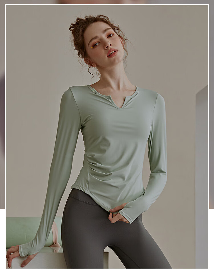 XUEXIMAN Yoga Top for Women with Built-In Bra Pads, Slim-Fit, Slimming, Spring And Autumn Sports Top, Long-Sleeve T-Shirt, Professional Running And Fitness Wear 1