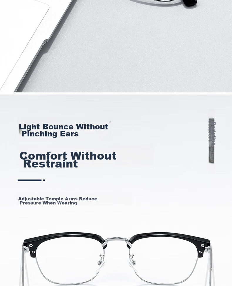Cuntiandaofu Blue Light Blocking Glasses, Semi-Rimless Glasses, Ultra-Light Non-Prescription Protective Eyewear for Men And Women, High Definition Clear Lenses, Black And Silver Color 7