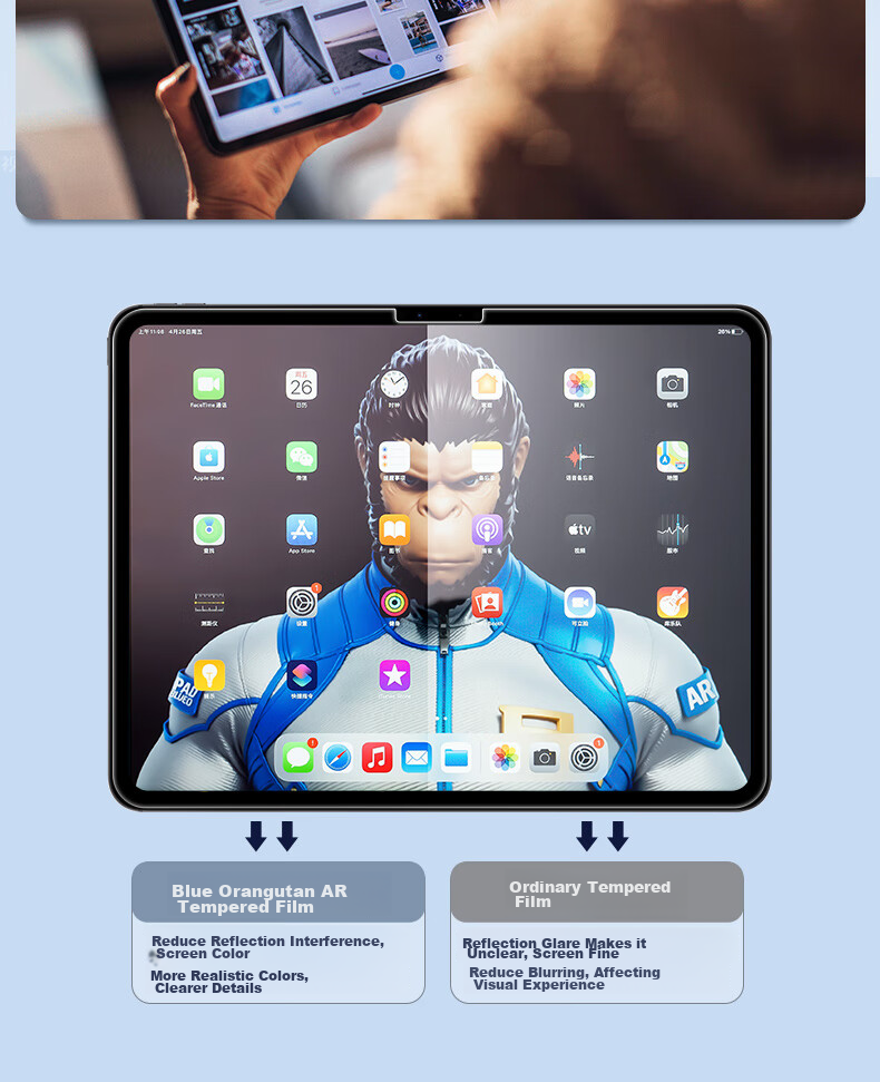 Lanxingxiansheng IPad Pro Screen Protector for 11-Inch M4 Chip 2024 New Model Apple Tablet Protective Film, HD AR Anti-Glare Dust-Free Quick Installation Protective Film 6