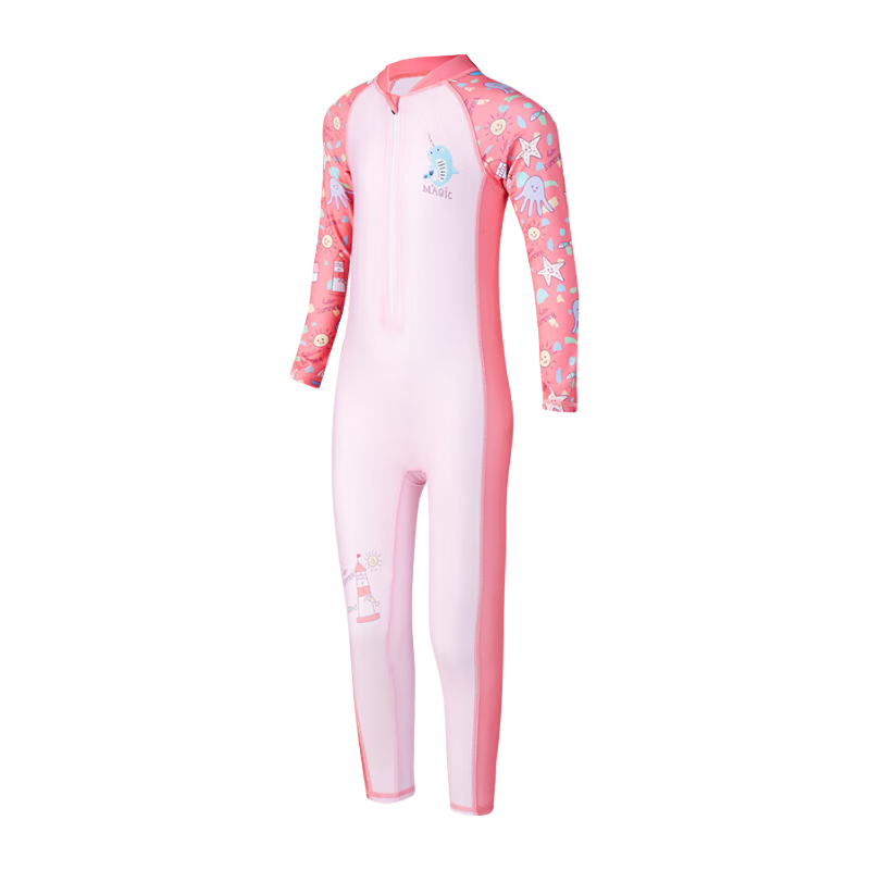361° Children's Swimsuit, Girls' Long-Sleeve One-Piece Swimwear, for Young And Older Girls, Teenagers, Hot Springs Bathing Suit, Swimming And Diving Costume