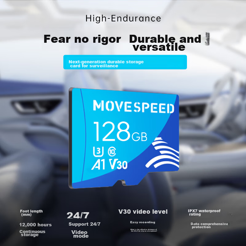 MOVE SPEED 128GB Memory Card TF (MicroSD) Storage Card U3 V30 A1 C10 4K Dash Cam Surveillance Camera Smartphone Tablet Camera Storage Card High-Speed Versio