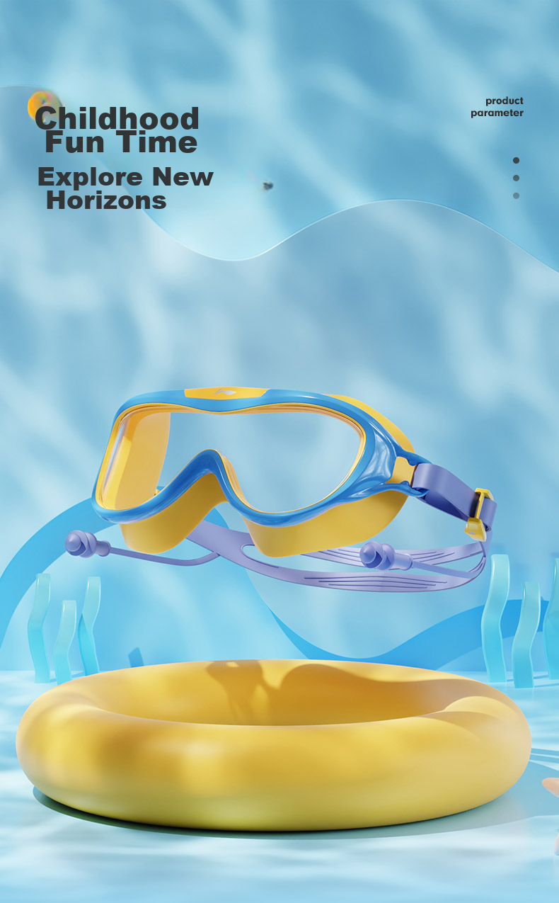 Li-Ning Children's Swimming Goggles for Boys And Girls, Large Frame Waterproof Anti-Fog Professional High-Definition Integrated Earplugs Diving Protective Goggles LSJT303-3 7