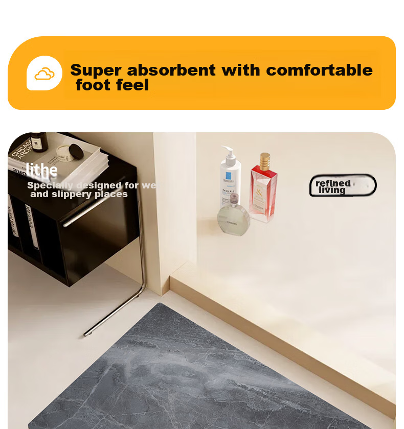 Huaxu Bathroom Absorbent Floor Mat, Toilet Non-Slip Mat, Washroom Mat, Customizable - Dark Secret Realm 5080 3