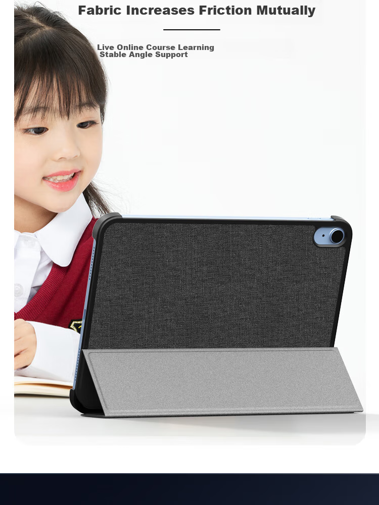 ESCASE IPad 10th Generation Protective Case, Apple 10th Tablet 10.9-Inch Smart Sleep Case with Stand, Smart Sleep/Wake Function, Shockproof, Anti-Fingerprint, ES-18 Blend Fabric Art Jazz Black 10