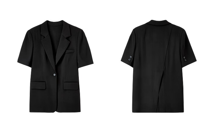 Sentubila Three-Dimensional Draping Summer Casual Short-Sleeve Blazer for Women, Elegant Office Suit Jacket, Black, S 27