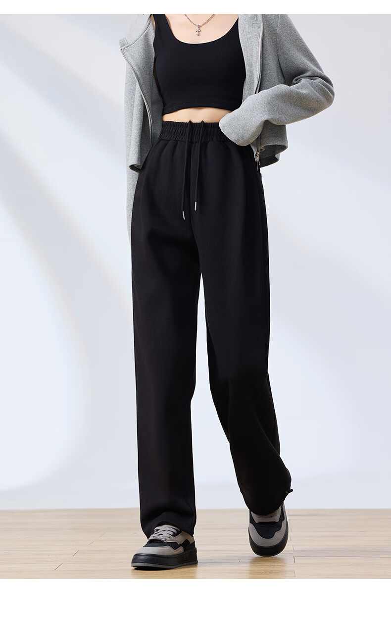 Langsha Women's Sweatpants Spring Autumn American Style Sports Pants Loose Slim Fit Jogger Straight Leg Two-Way Casual Draped Wide-Leg Pants 19