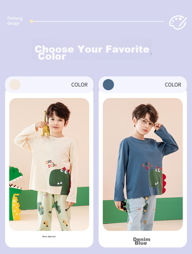 Fenteng Children's Pajamas for Boys, Pure Cotton Spring Season Sleepwear for Older Boys, Wearable Outside, Boys' Loungewear Q9X24790048 27